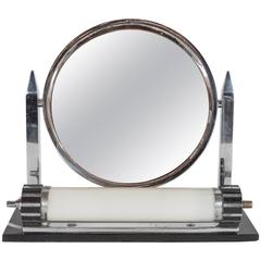 Machine Age Illuminating Art Deco Vanity Mirror and Light