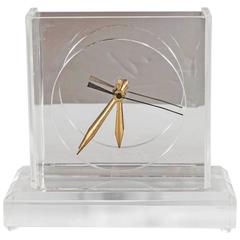 Ultra Chic Mid-Century Modernist Lucite and Mirrored Table Clock