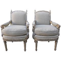 Pair of Carved Italian Silvered Armchairs 9
