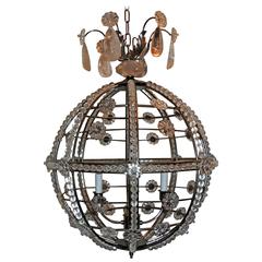 Modern Transitional Brushed Nickel Sputnik Rock Crystal Globe Chandelier Fixture 3