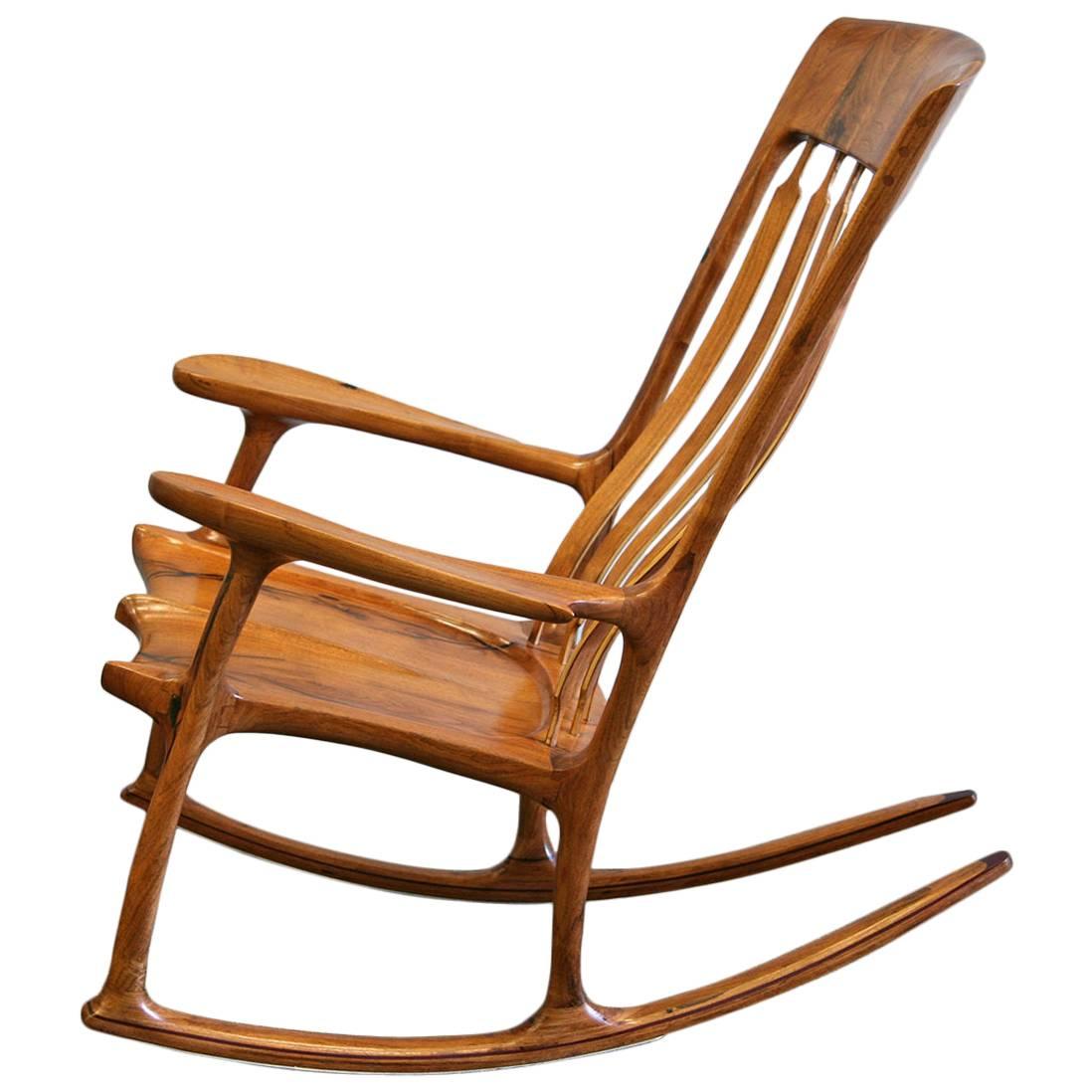 Landon Sanborn Velvet Mesquite Rocking Chair, Hal Taylor, Sam Maloof Design For Sale