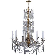 Genevieve Style Giltwood and Crystal Chandelier