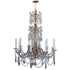 Genevieve Style Giltwood and Crystal Chandelier