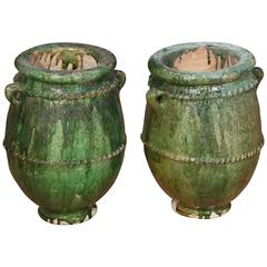 Green handcrafted garden planters