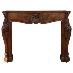 Vintage Louis XVI Hand-Carved Wooden Fireplace Mantel