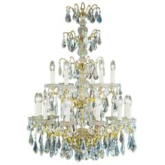 Large Cut Crystal Eighteen-Branch Early 20th Century Spanish Chandelier