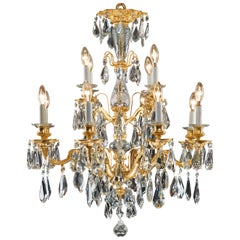 Antique Bronze and Cut Crystal Twelve-Branch Spanish Chandelier