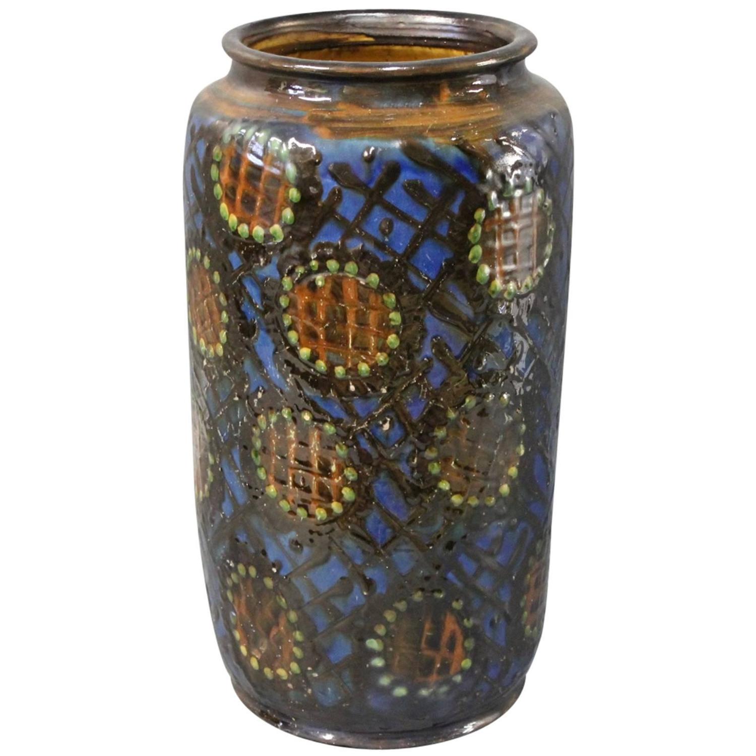 Large Ceramic Floor Vase by Herman Kähler, circa 1930 For Sale at 1stdibs