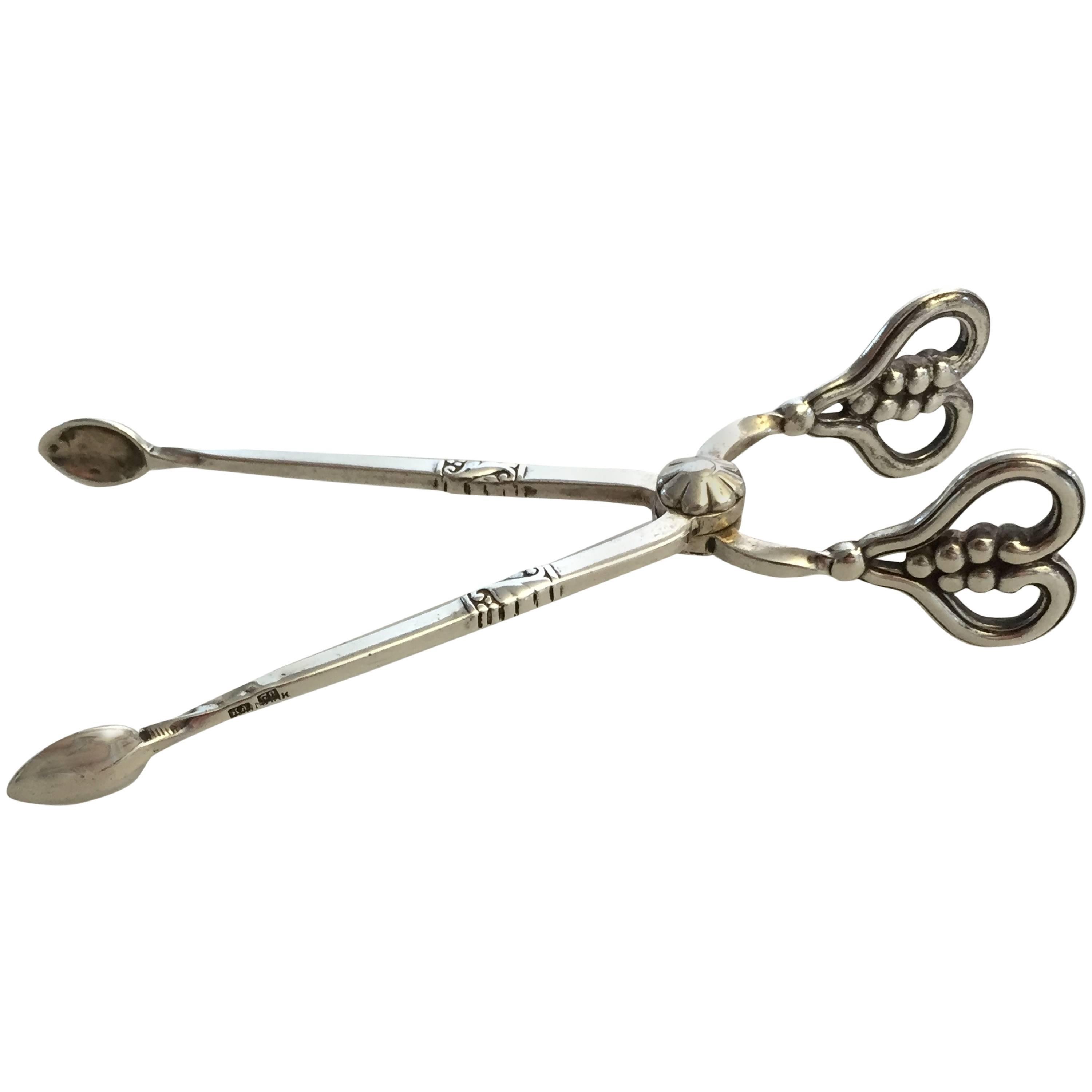 Jensen Sterling Silver Ornamental Sugar Tongs For Sale at 1stDibs