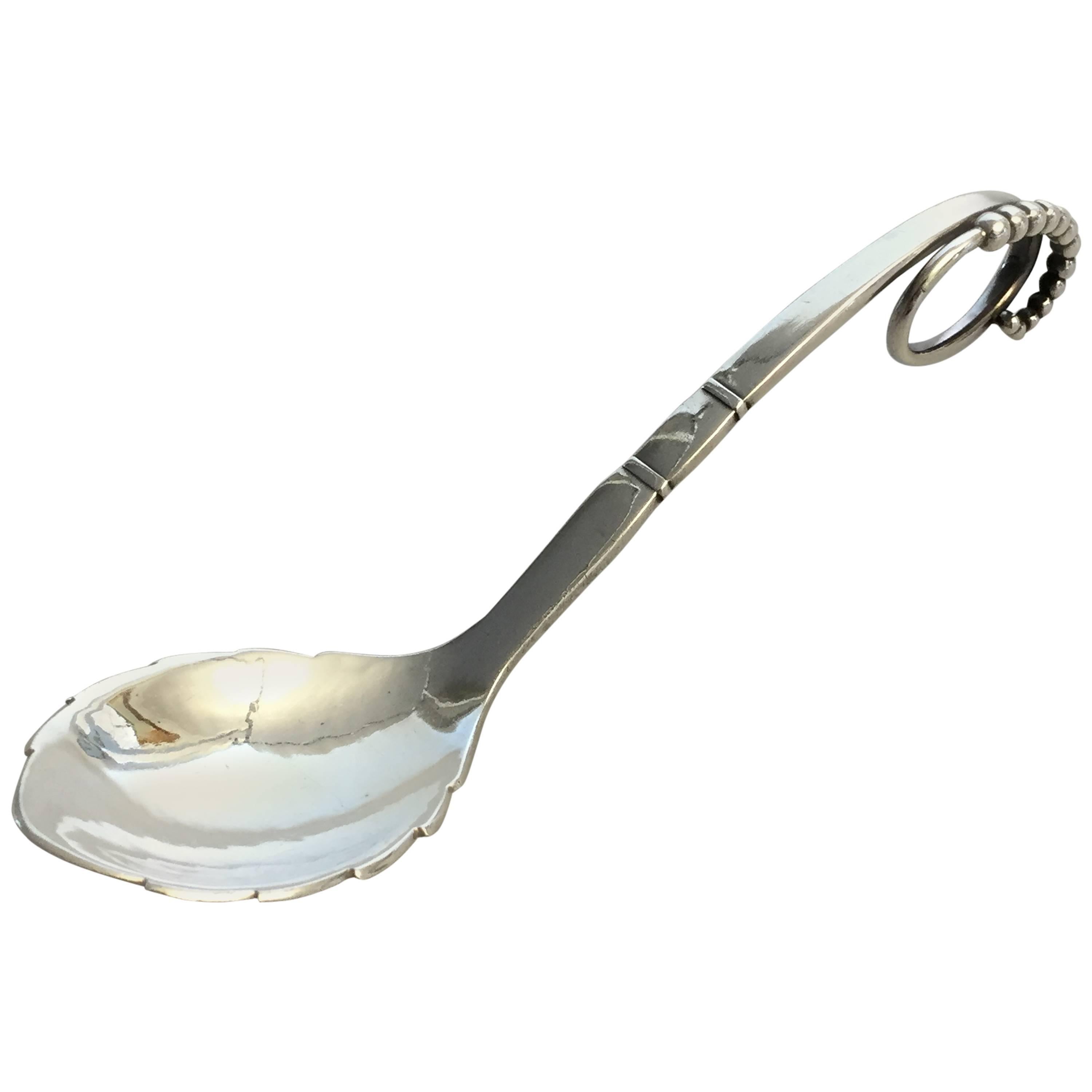 Georg Jensen Sterling Silver Ornamental Serving Spoon For Sale