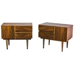 Pair of Rosewood and Brass Small Bedside Tables 
