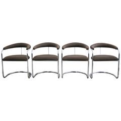 Set of Four Anton Lorenz for Thonet Chairs in Upholstered Wool Fabric