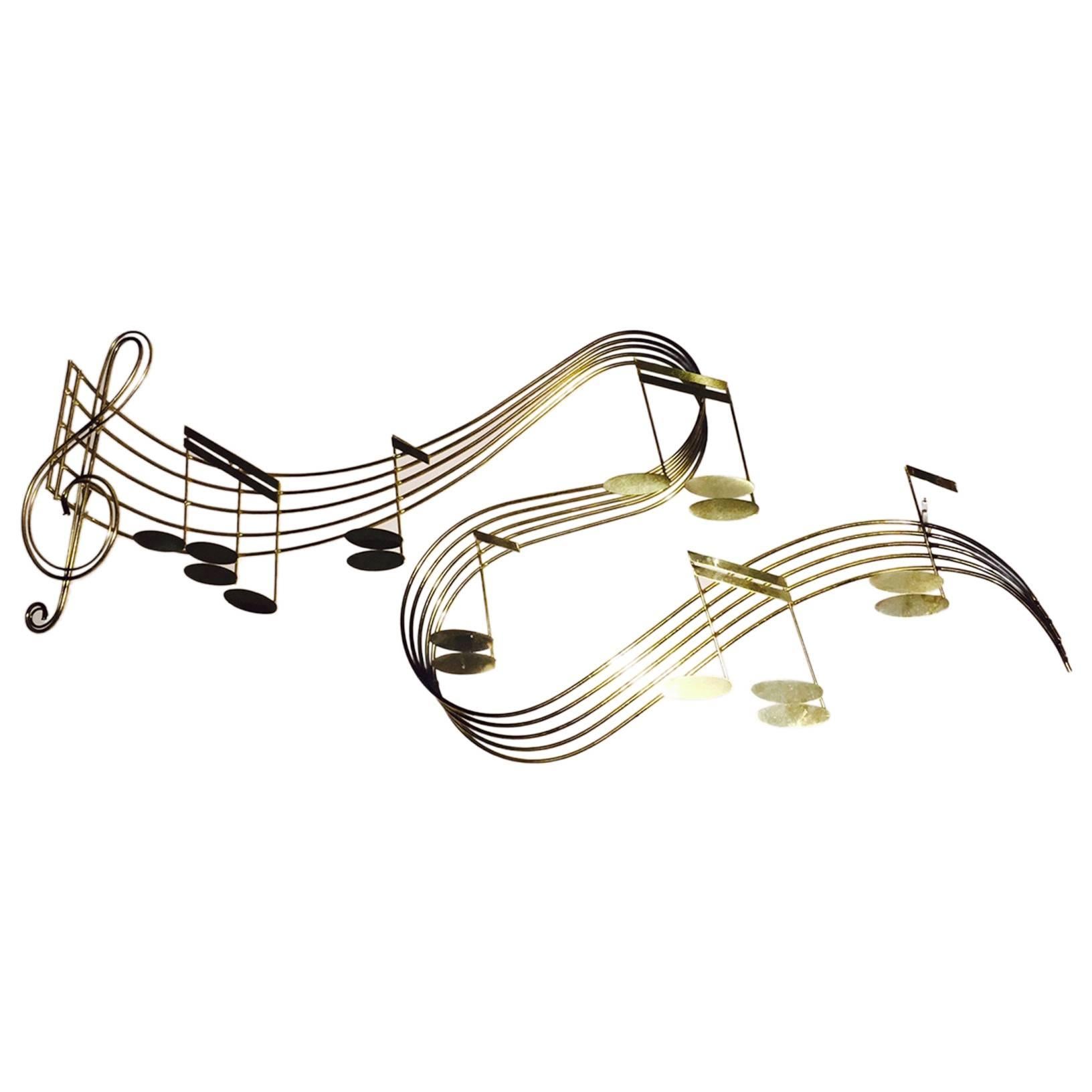 C Jere Brass Music Notes Wall Hanging Sculpture 