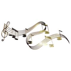 C Jere Brass Music Notes Wall Hanging Sculpture 