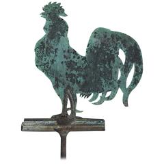 Antique 19th Century Silhouette Cockerel Form Weathervane