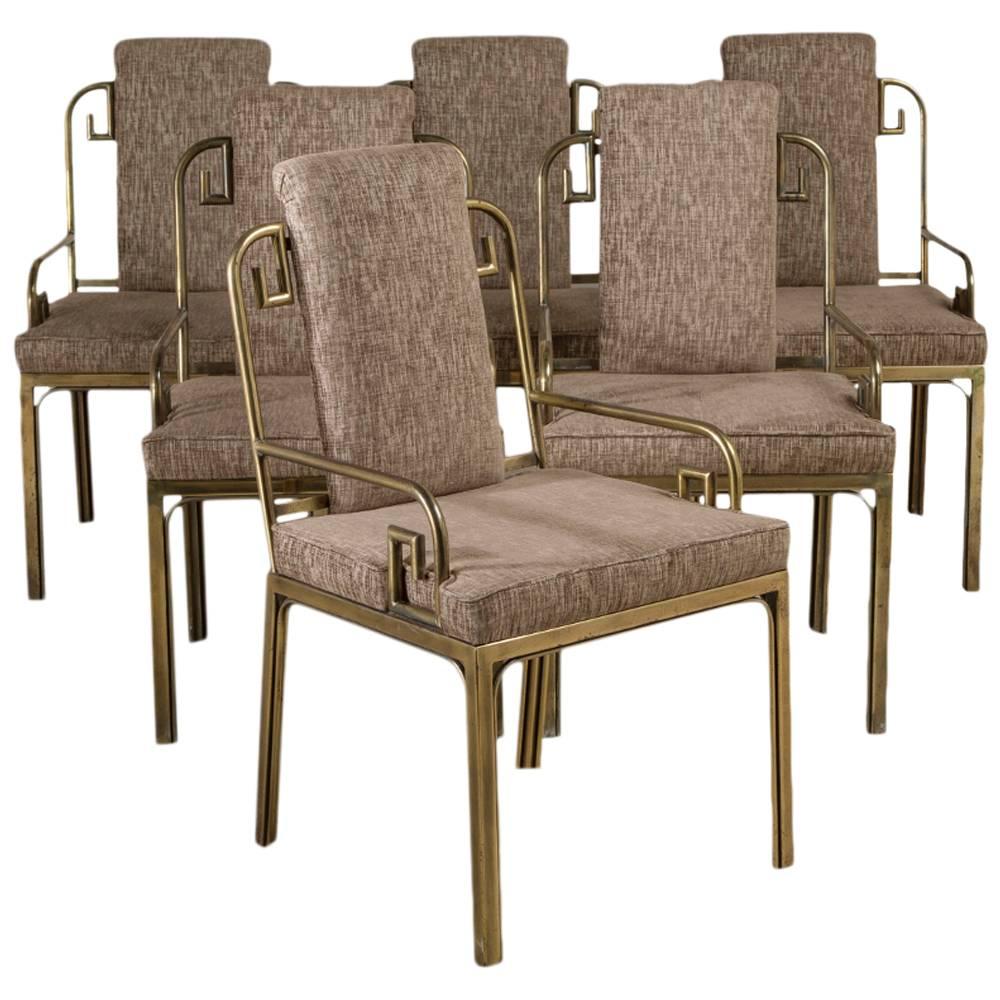Set of Six Mastercraft Brass-Framed Dining Chairs, 1970s