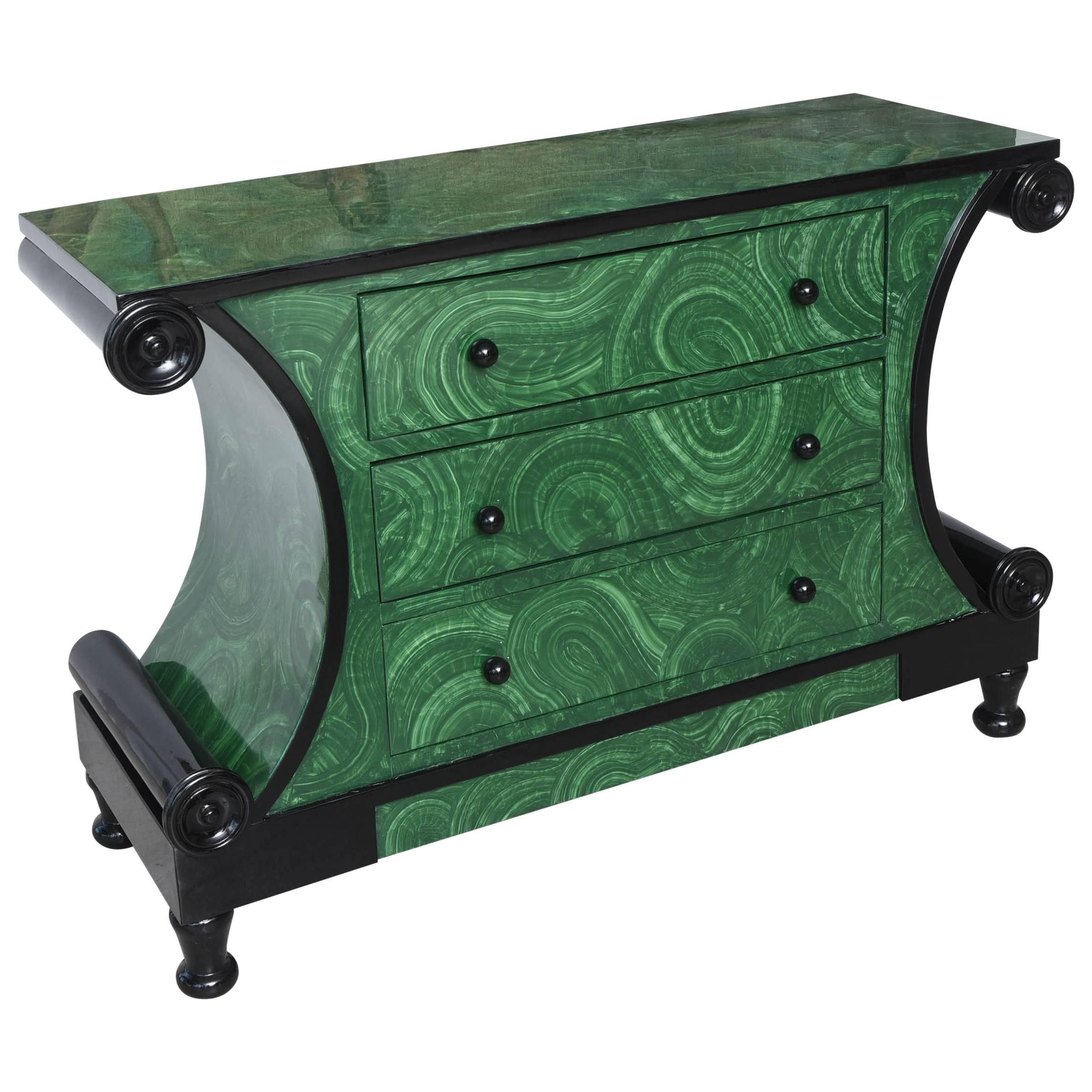 Faux Malachite Chest of Drawers For Sale