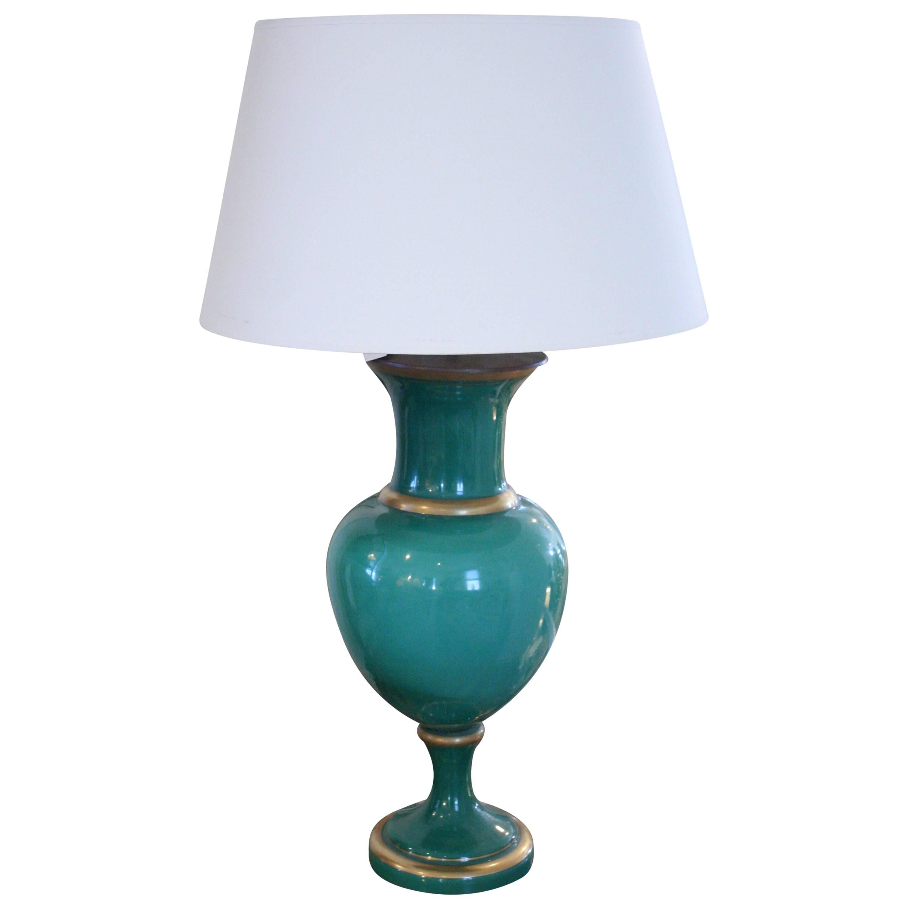 Mid-20th Century Jade Green and Gold Lamp For Sale