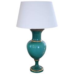 Mid-20th Century Jade Green and Gold Lamp