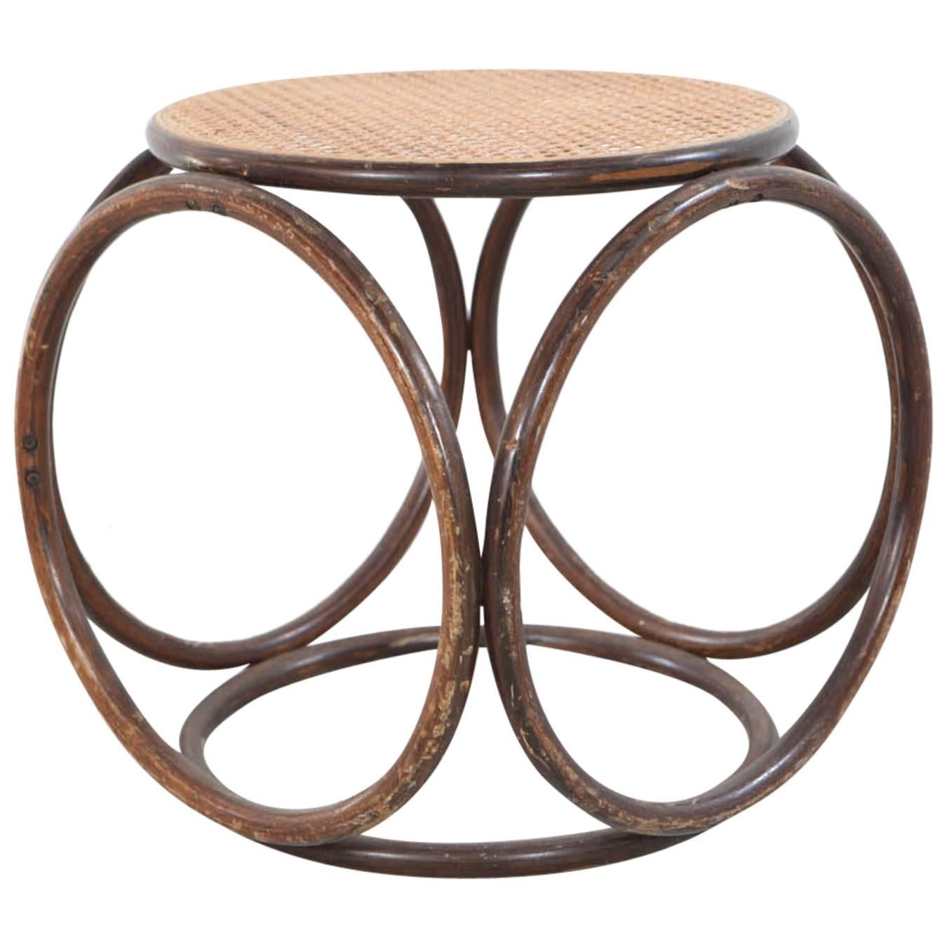 Round Bamboo Stool with Cane Top