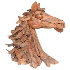 20th Century Large Modern Driftwood Horse Sculpture