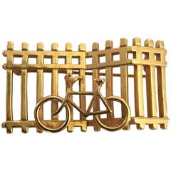 Georg Jensen Gilded Brass Brooch with Bicycle Motif #252