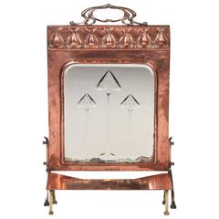 Art Nouveau Period Copper Fire Screen