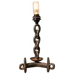 Handmade Vintage Chain Table Lamp from France, circa 1940
