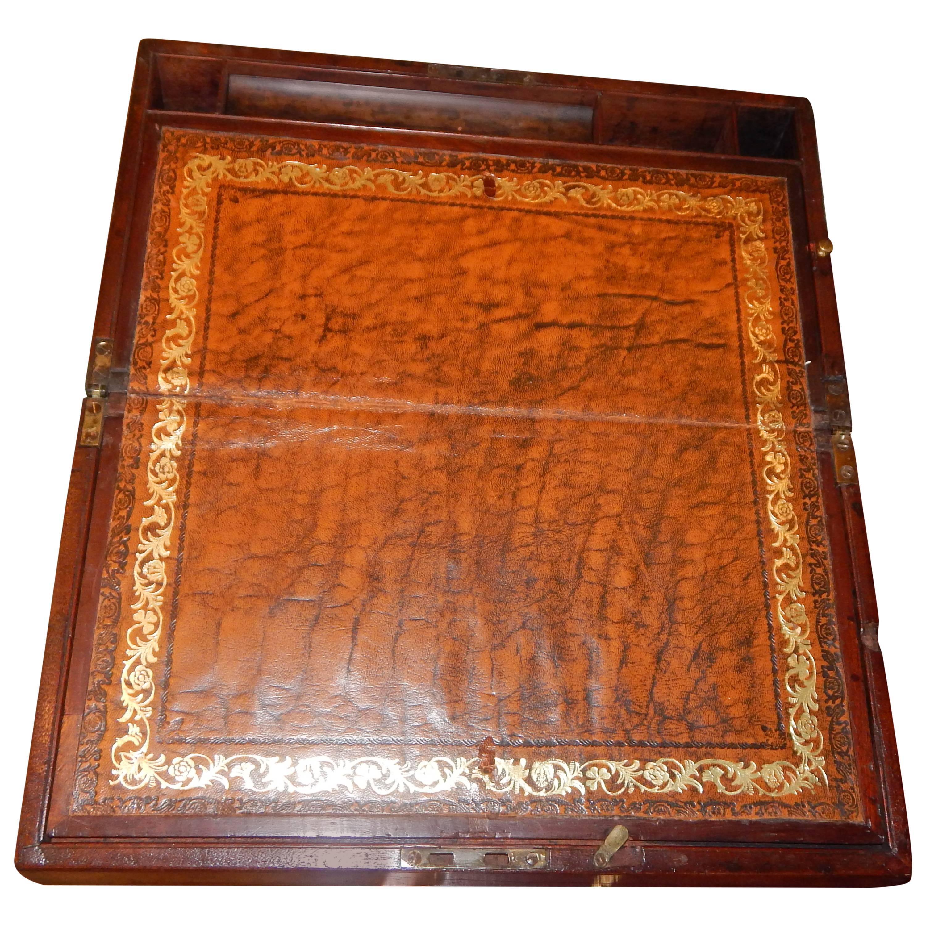 Late 18th Century George III Mahogany Writing Box with Leather Slope