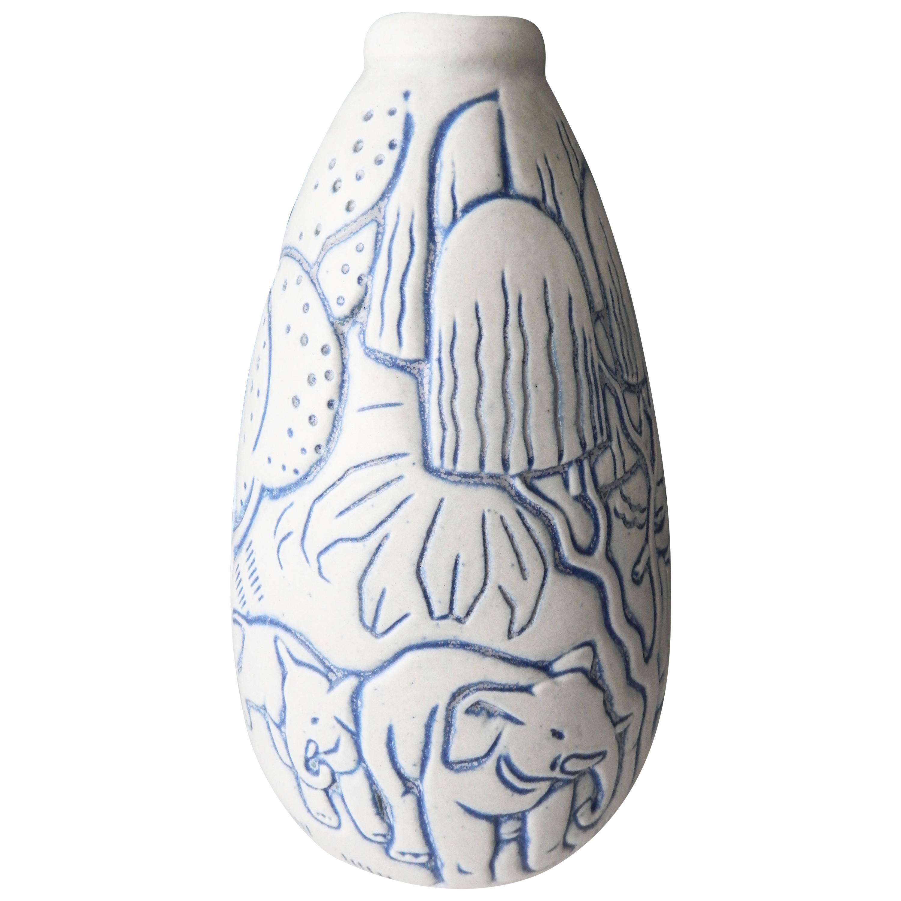 Tall Art Deco Stoneware Vase by Andre Legrand for Les Freres Mougin, Nancy