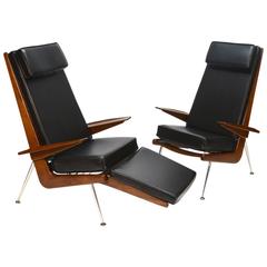 Exceptional Pair of Modernist Boomerang Lounge Chairs