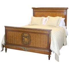 Antique Inlaid Mahogany and Fruitwood Bed WK53