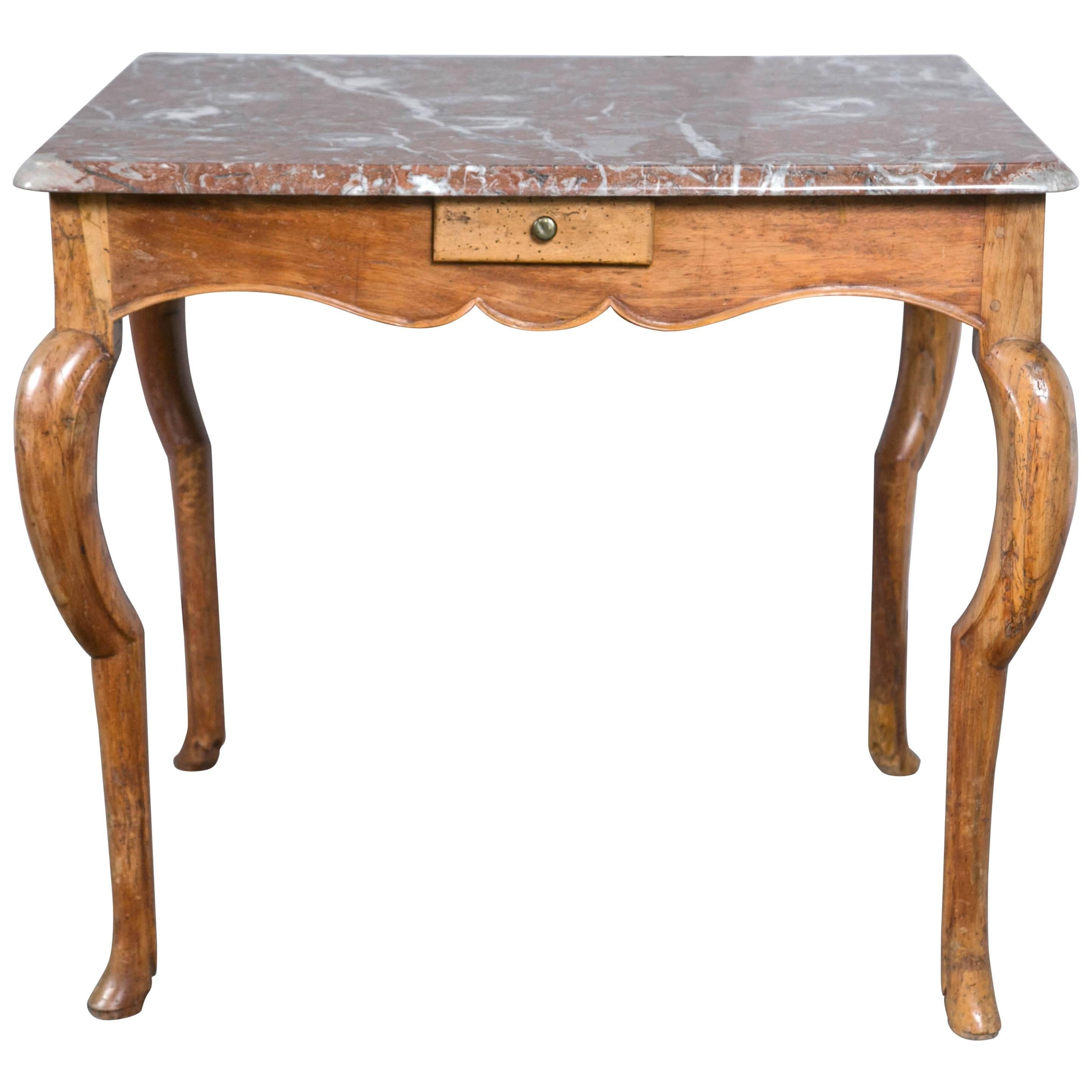 Marble-Top French Style Card Table For Sale
