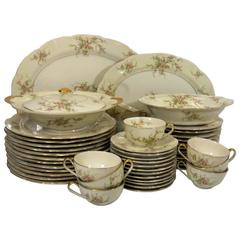 Retro Haviland China New York Rosalinde Pattern 53-Piece Service for Twelve