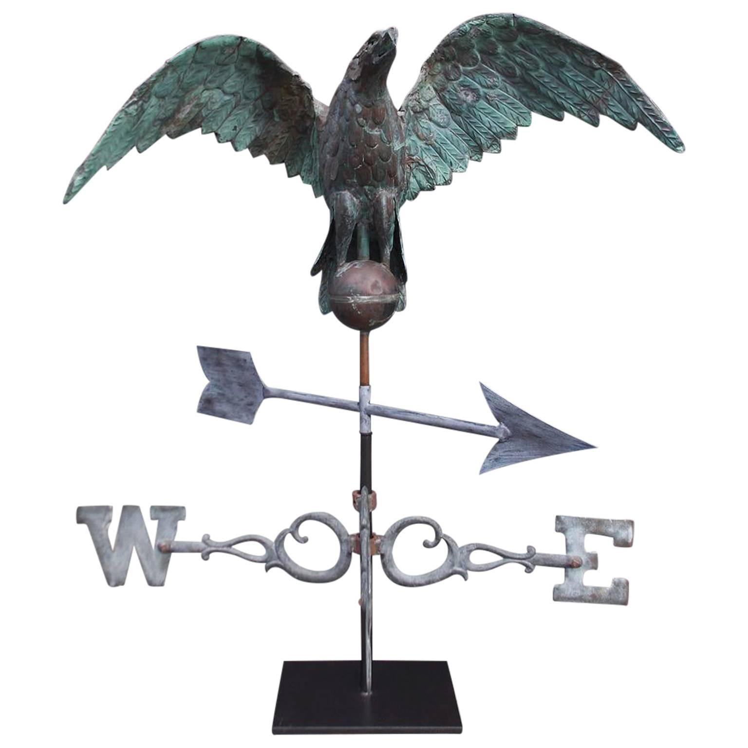 American Full Bodied Copper Eagle Directional Weather Vane, Circa 1883