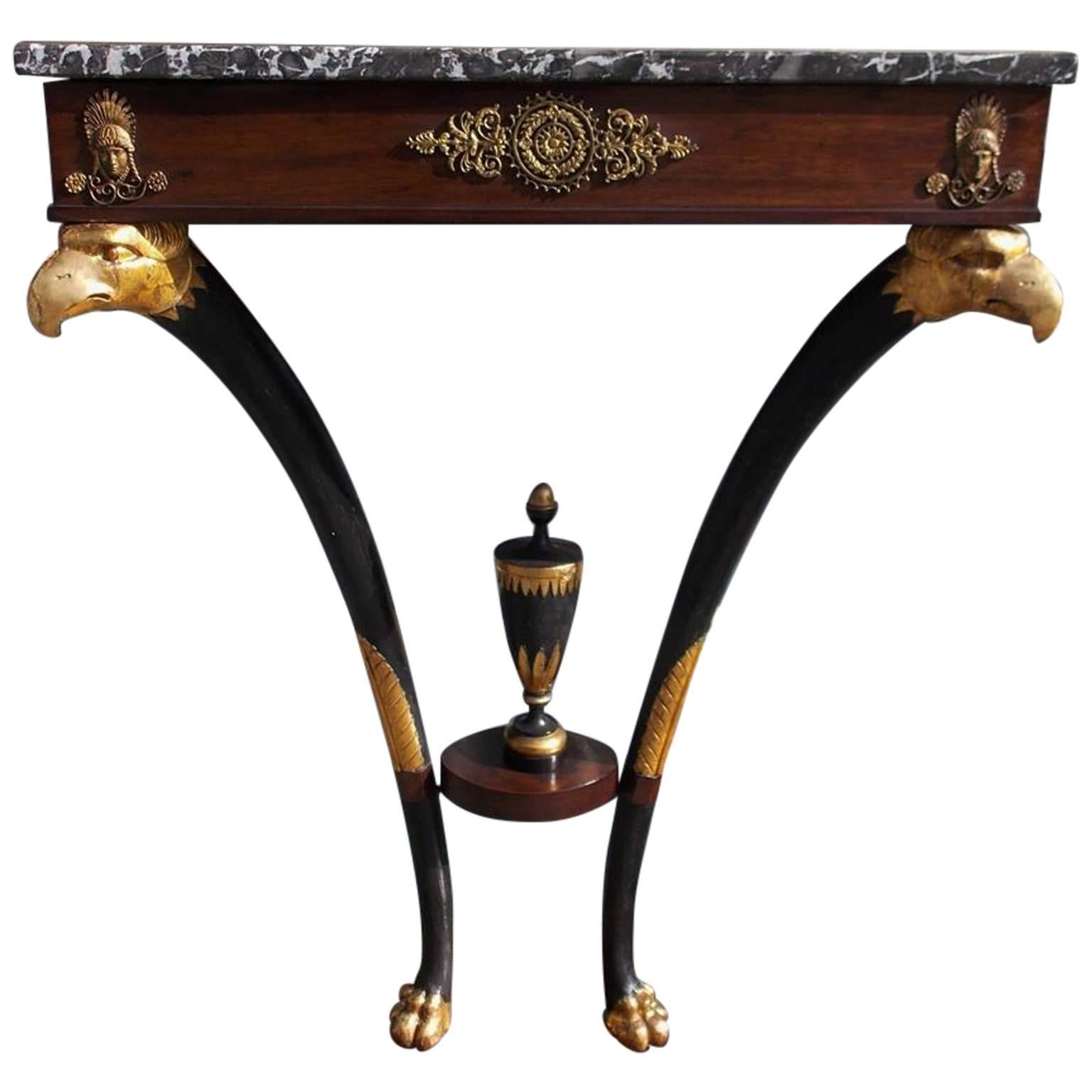 English Regency Mahogany Marble Top Console, Circa 1790 For Sale