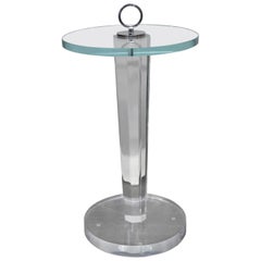 Lucite and Glass Occasional Table with Nickel Hardware