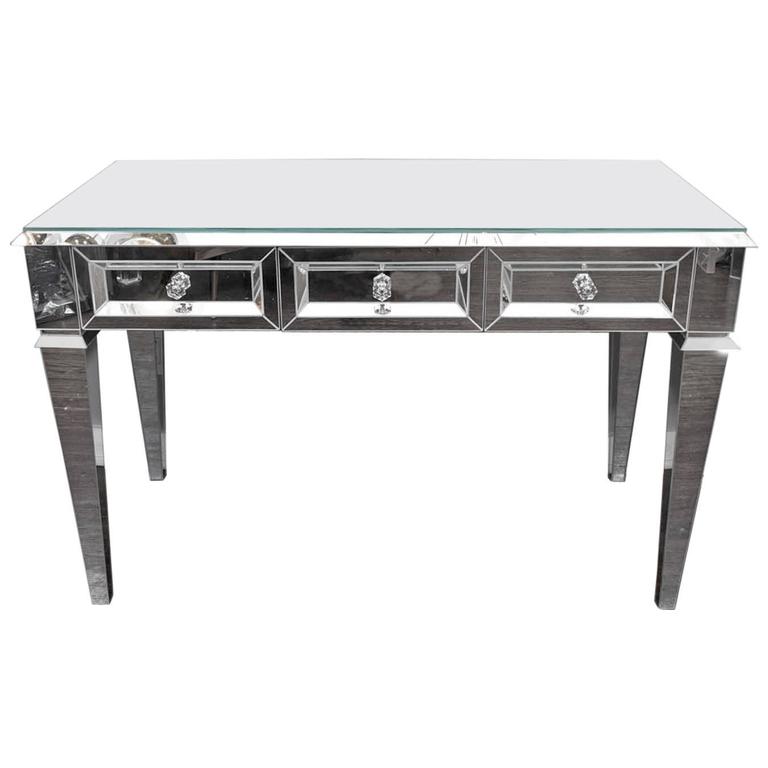 Custom Beveled Starphire Mirror Desk For At 1stdibs Custom Beveled Starphire Mirror Desk For