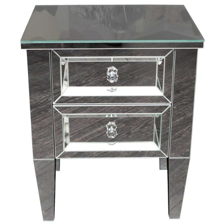 Custom Two-Drawer Mirrored Commode For Sale