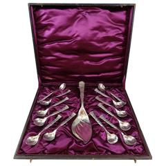 Antique Vine by Tiffany & Co. Sterling Silver Ice Cream Set Original Fitted Box, 13 Pcs
