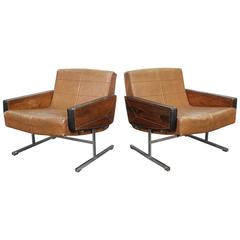 Mid-Century Modern Rosewood and Leather Chairs