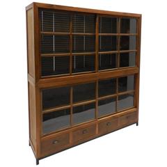 Japanese Double Glass Sliding Door Cabinet