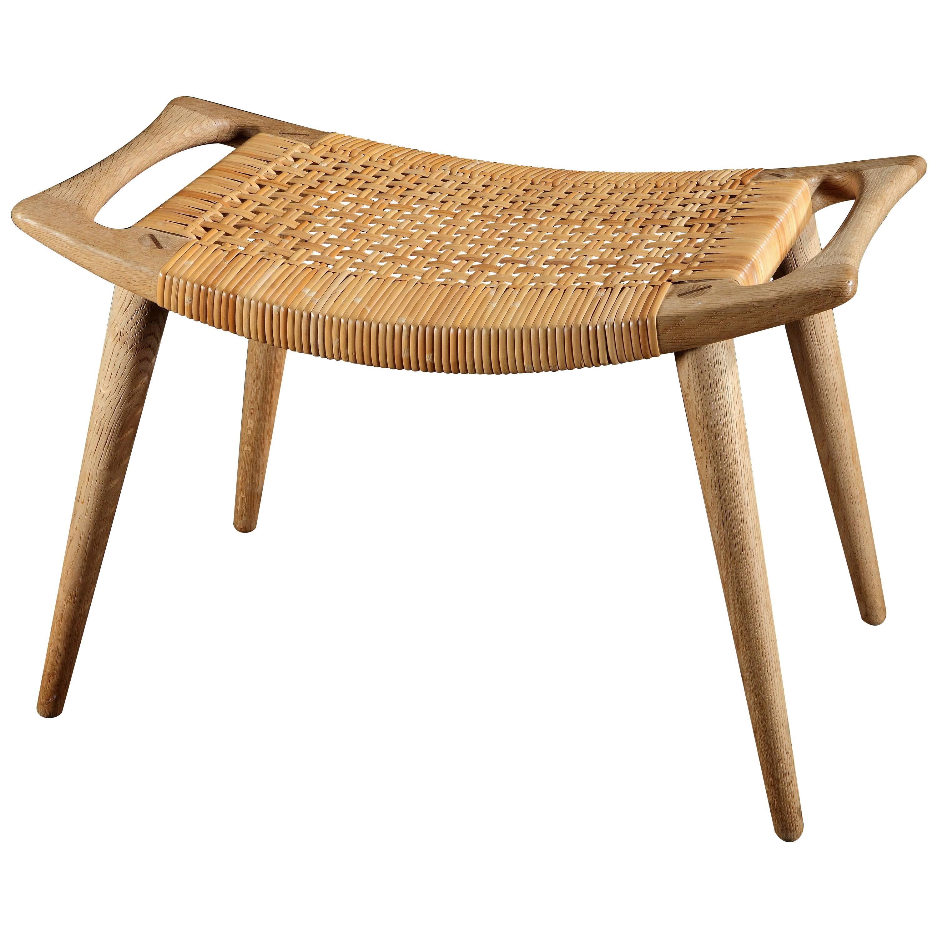 Oak and Cane Stool by Hans Wegner, Model No. JH 539