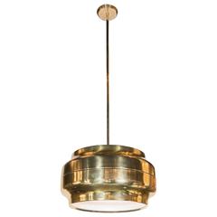 Gorgeous Mid-Century Modernist Polished Brass Pendant by Hans Agne Jakobsson