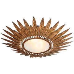 French Bronze Starburst Flush Mount Light Fixture 10