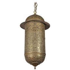 Vintage Moroccan Brass Filigree Pendant Light Fixture
