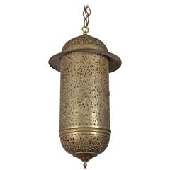 Vintage Moroccan Brass Filigree Pendant Light Fixture