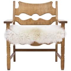 Vintage Rare Oak Lounge Chair by Henning Kjaernulf
