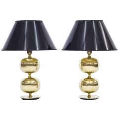 Pair of Brass Table Lamps from Tranås Stilarmatur