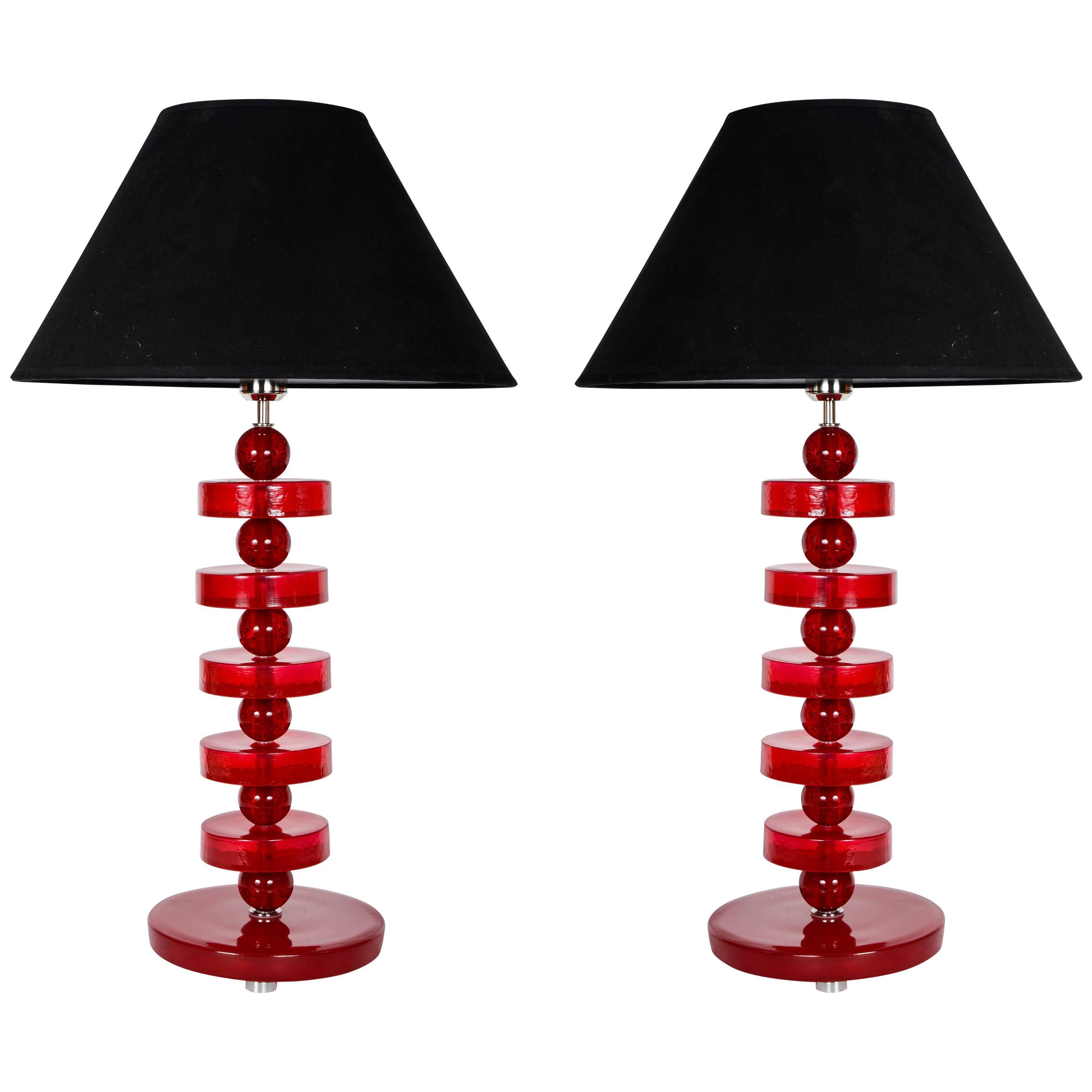 Par of Lamps in the Style of Jacques Adnet